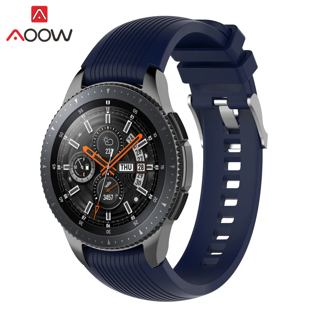 22 мм силиконовый ремешок для часов samsung Galaxy Watch 46 мм версия полосатый резиновый сменный Браслет ремешок для SM-R800 серебристый