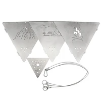 portable outdoor camping campfire hanging triangle stove set stainless steel picnic barbecue bonfire wood charcoal burning stove
