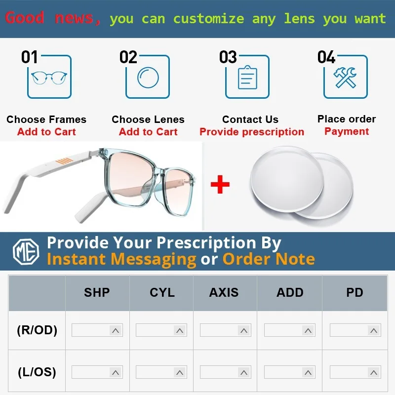 

Bluetooth 5.0 smart glasses intelligente Eyewear TWS music headset can be customized prescription lens photochromic lens