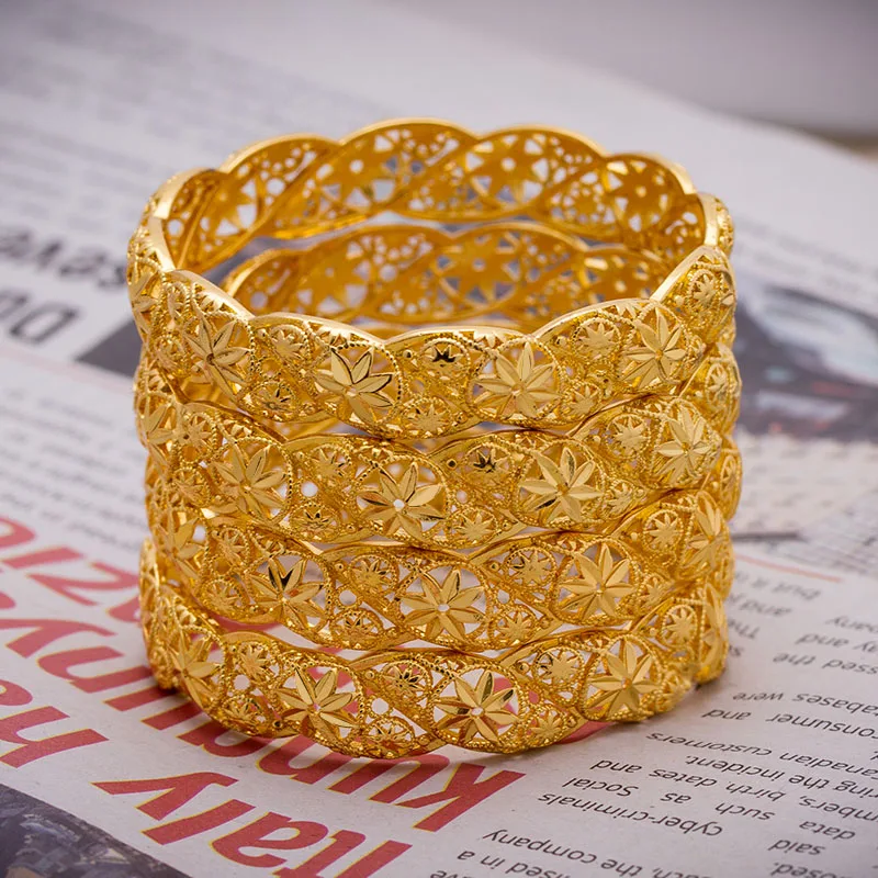 Wando 4 шт./лот золотой цвет арабский цветок браслет для От до 9 лет маленьких детей