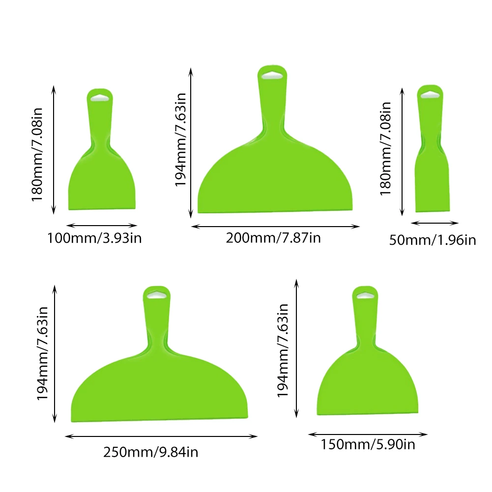 

5PCS Paint Wallpaper Scraper Set 2/4/6/8/10inch Plastic Putty Scraper Wall Repair Tool Green Portable Putty Scraper Tool