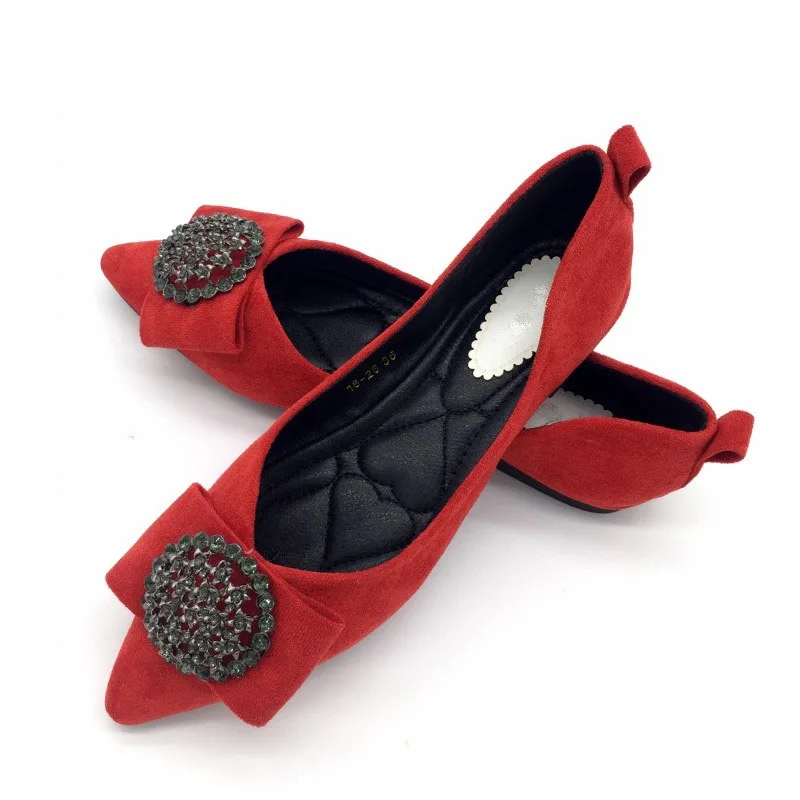 Балетки женские с заостренным носком на плоской подошве без застежки|Обувь