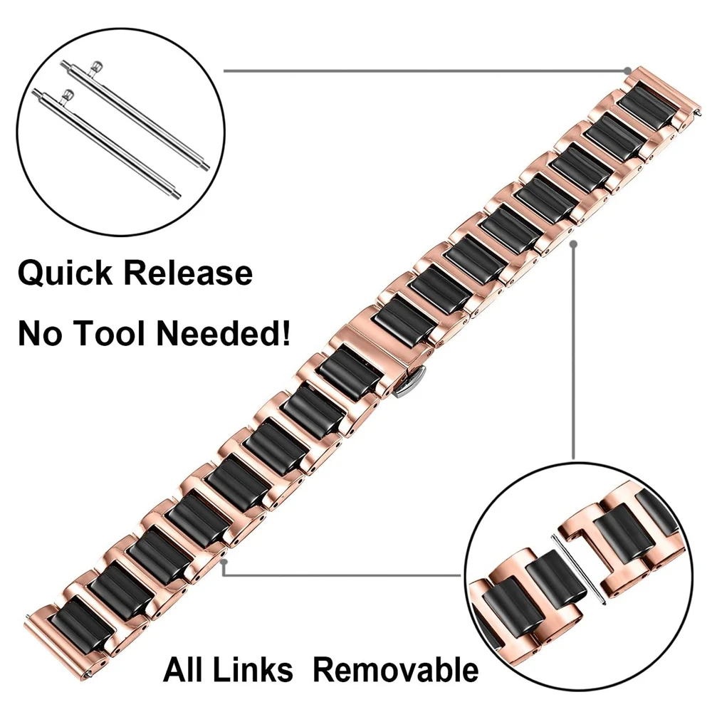 Ремешок из керамики и нержавеющей стали для Huawei GT 2E 46 мм/Galaxy Watch мм браслет Samsung Active