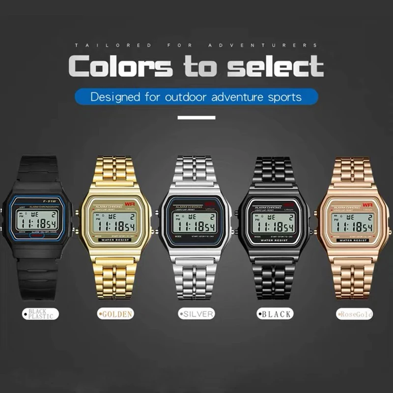 Часы спортивные F91W мужские/женские светодиодные винтажные цифровые электронные