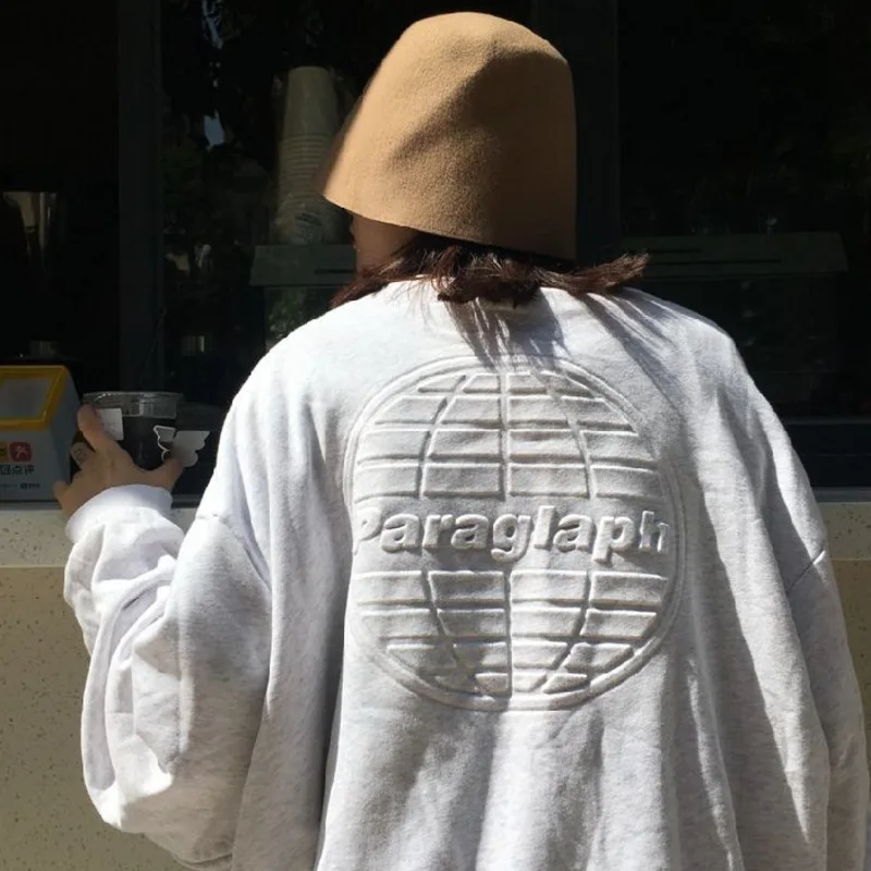 Длинная толстовка с буквенным принтом женская Свободная Толстовка в Корейском