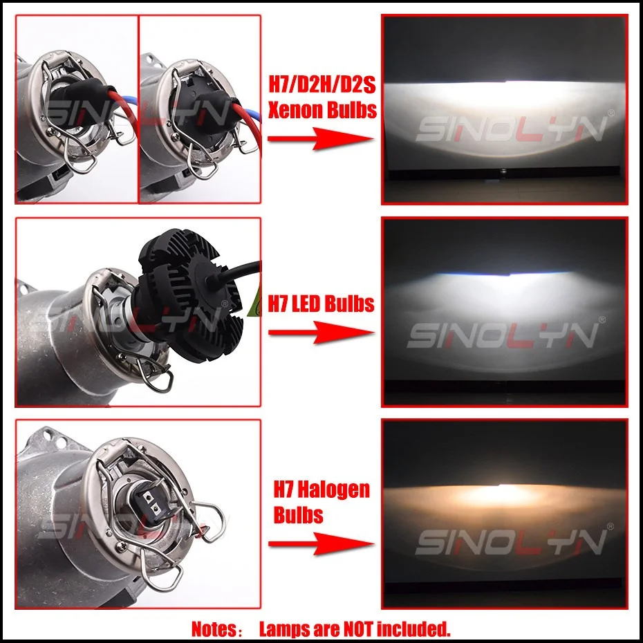 Биксеноновые прожекторные линзы Sinolyn 3 дюйма Hella H7 D2S D2H RGB Devil автомобильные фары