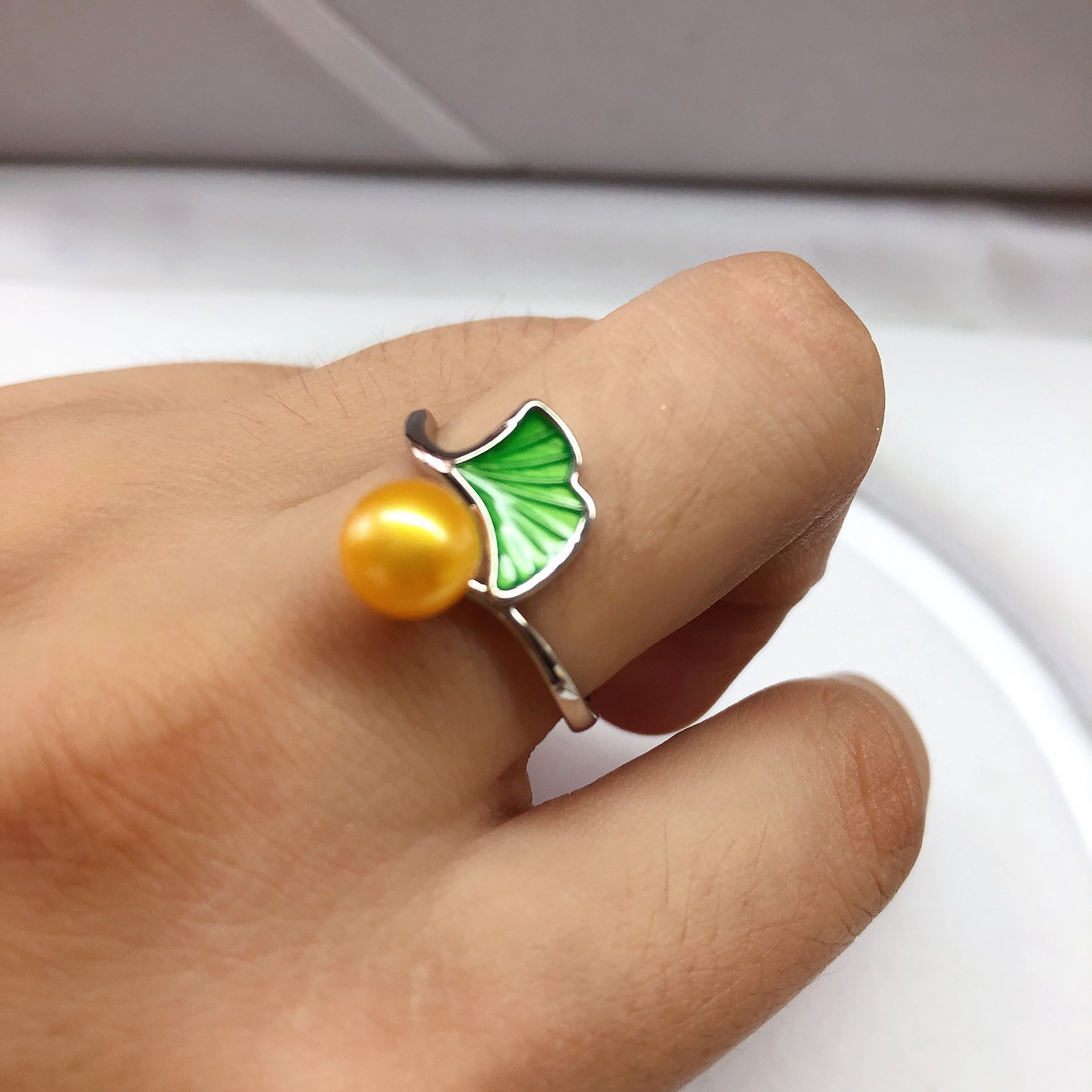 

DIY Green Leaf Ring Mountings Base Findings Accessories Jewelry Settings Parts for Pearls Beads Crystal Jade Coral Agate