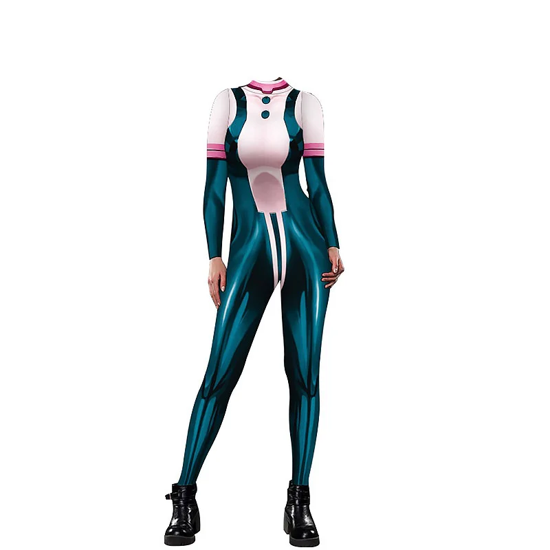 Аниме Моя геройская Академия Asui Tsuyu Косплей костюмы комбинезон OCHACO URARAKA Хэллоуин