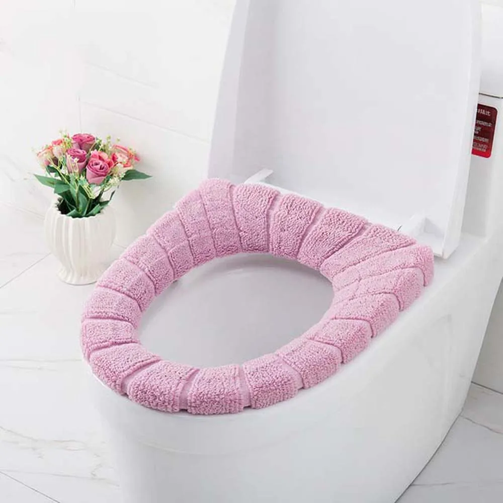 pink Новая теплая мягкая крышка для унитаза, крышка для сиденья, верхняя крышка, Накладка для ванной, теплое сиденье на унитаз, ткань, мягкая крышка для унитаза, моющееся сиденье - Цвет: pink