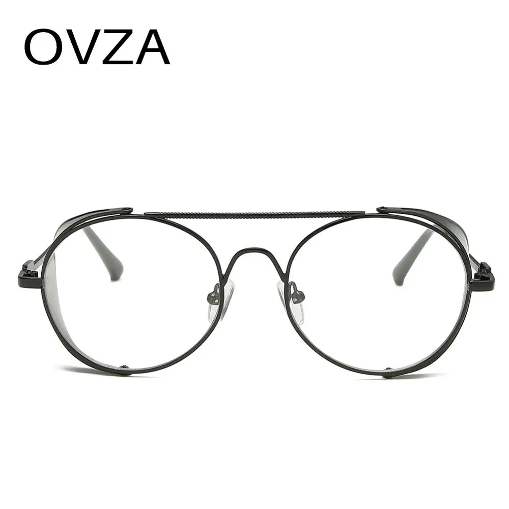 OVZA новейшие стимпанк Солнцезащитные очки мужские брендовые дизайнерские женские солнцезащитные очки в стиле ретро, круглые металлические оправы с двумя балками S5028