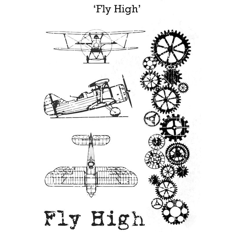 

2021 New Steampunk Gear Aircraft Clear Stamps For DIY Craft Making Greeting Card Album Paper Scrapbooking No Metal Cutting Dies