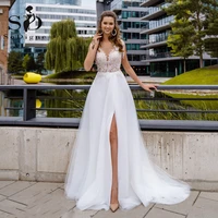 sodigne boho wedding dress beads lace bride dresses high side split wedding gowns beach women bridal gowns 2021