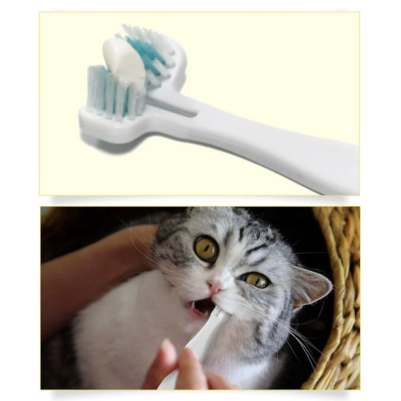 

Double Heads Pet Toothbrush Soft Brushing Dogs Cats Teeth Cleaning Freshener Protection Oral Care For Pet Dog Cat Supplies #5