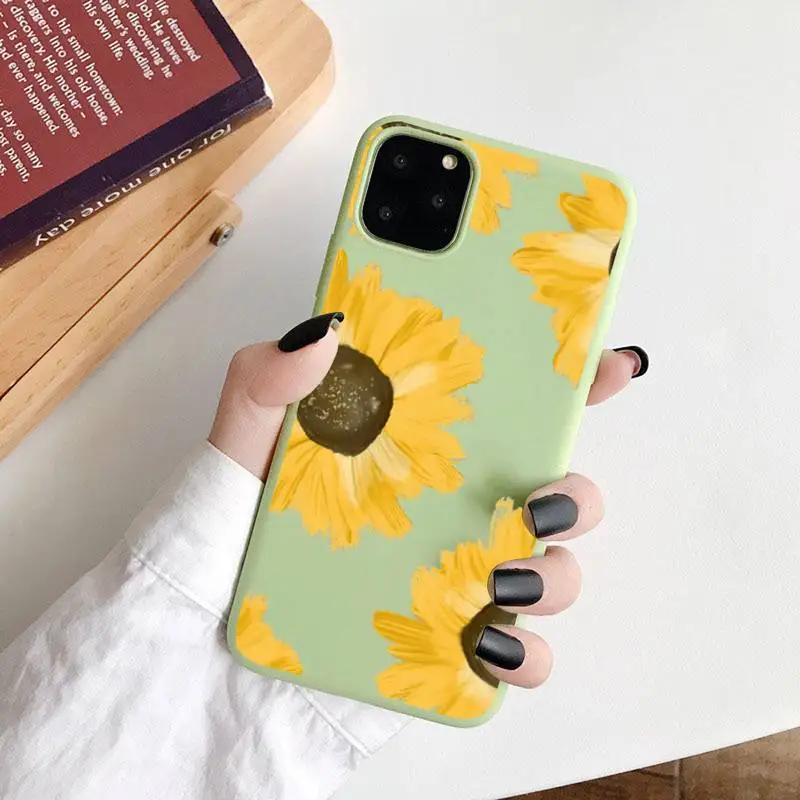 

Daisy pink flower painting Phone Case Candy Color for iPhone 6 7 8 11 12 s mini pro X XS XR MAX Plus