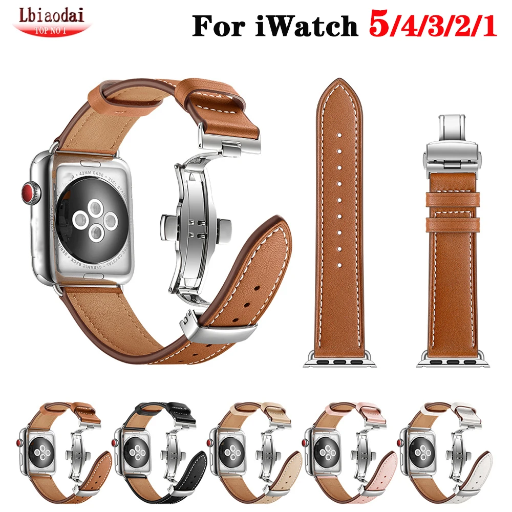 Ремешок для apple watch band 44 мм 42 38 40 металлический браслет из натуральной кожи iwatch series