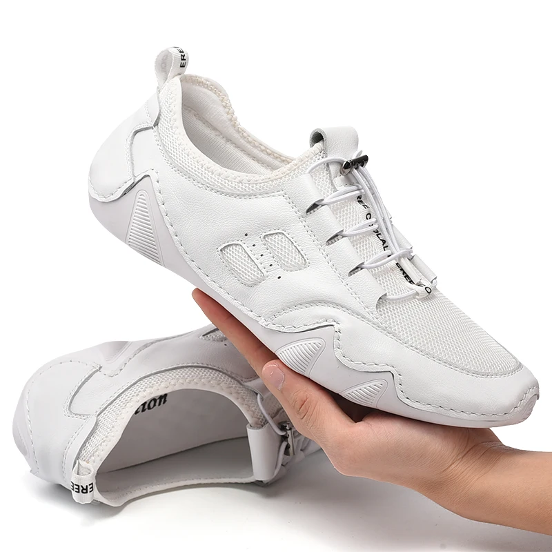 Кроссовки мужские кожаные легкие модная повседневная Уличная обувь на плоской