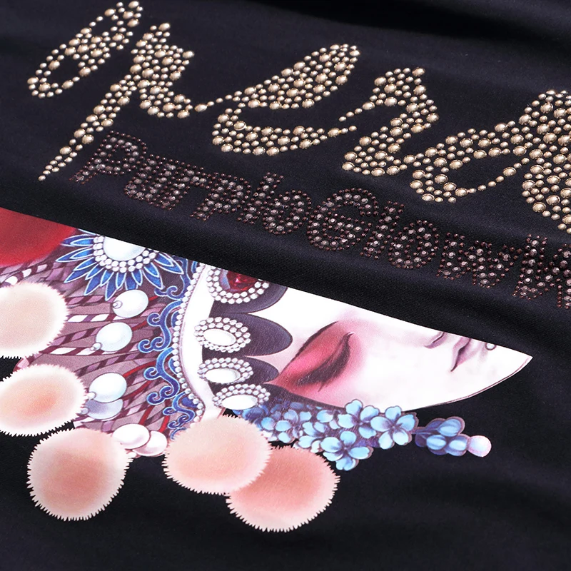 

Diamond Drama Printing Women 100% Cotton T-Shirts 2021 Ladies Rhinestone Letter Short Sleeve Long Tshirts O-Neck Plus Size Tops