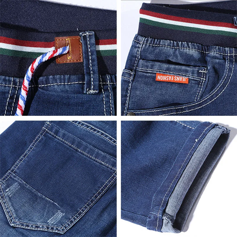 

Plus Size 2XL-8XL Classic Jeans For Men Spring Autumn Male Casual Stretch Straight Skinny Big Size Baggy Denim Summer Thin Pants