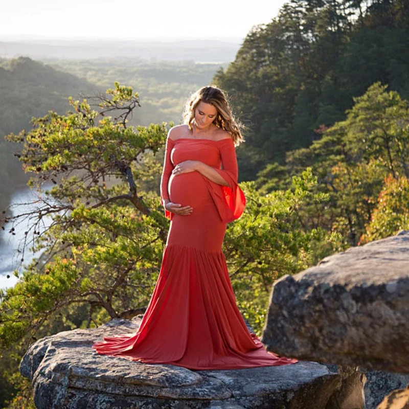 2021 New Maternity Pregnant women Photography Props Dress Pregnancy Mermaid noble royal Romantic clothing set Free shipping | Мать и