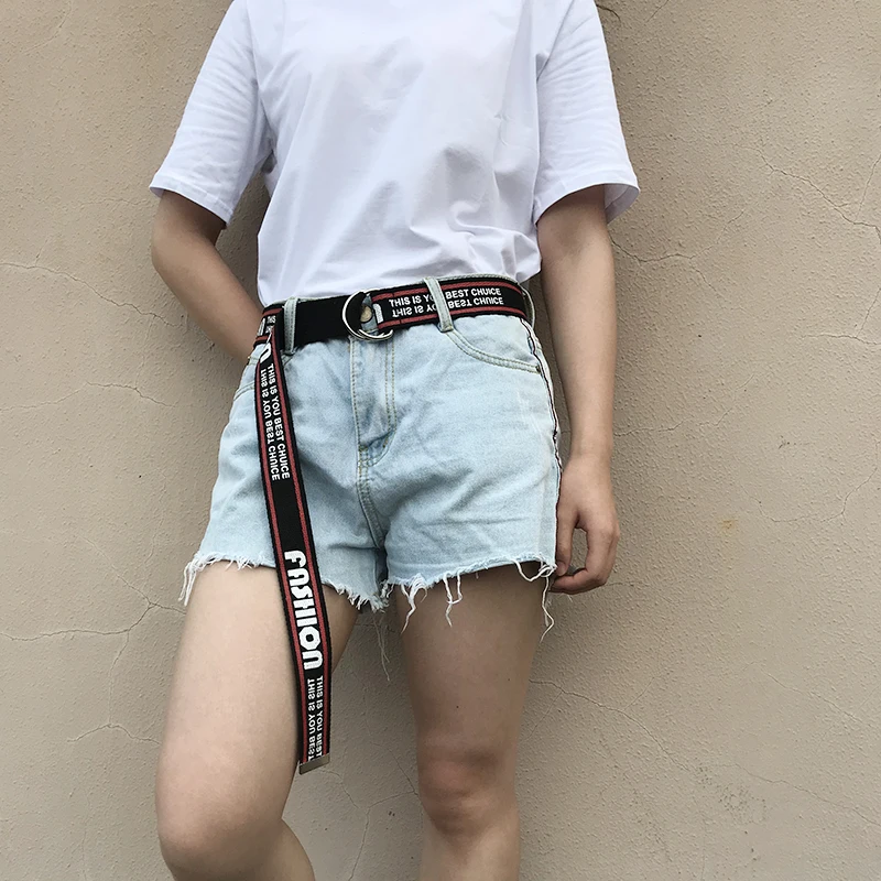

Fashion Belt for Women Letter Young Style canvas Punk straps metal buckle student new fasion jeans skite belts cinturon hombre