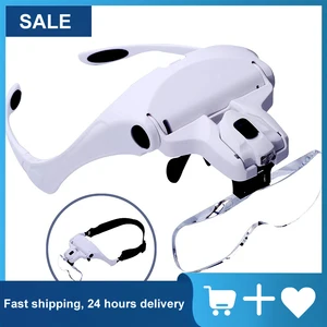 перманентный макияж Увеличительные очки с микроблейдинговой головкой, светодиодный светильник, очки для перманентного макияжа с увеличением и 5 линзами повязка на голову для макияжа