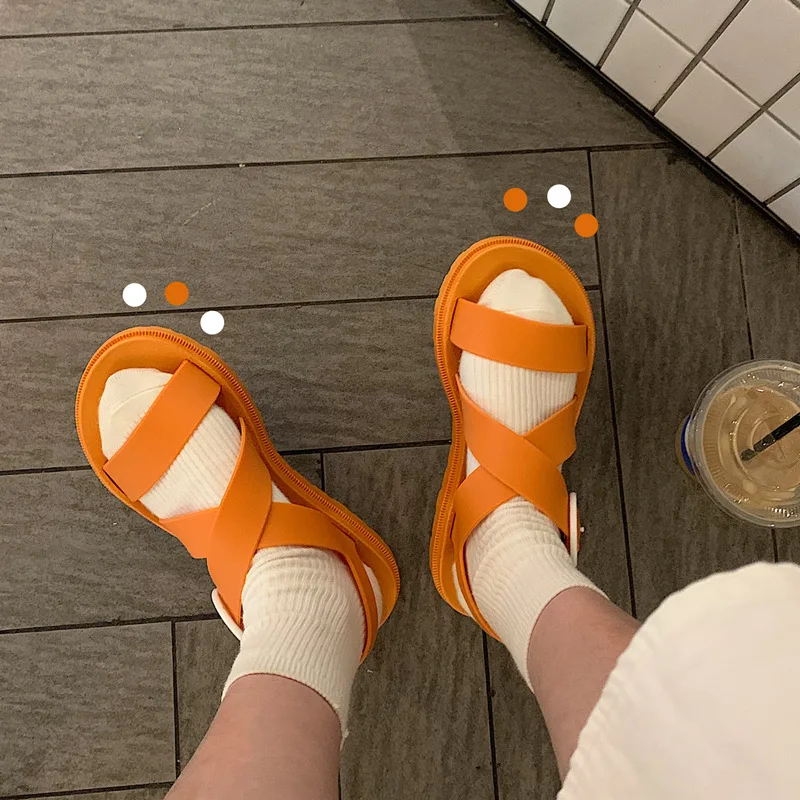 

2021 New Sandals Women Summer Korean Ins Students Flat Casual Vacation Roman Sandals Fairy Style Beach Shoes Sandalias De Mujer