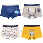 Хлопковое нижнее белье с акулой для мальчиков, шорты-боксеры с рисунком для мальчиков, Детские трусы, детская одежда для 3, 4, 6, 8, 10, 12, 14 лет, OMGosh