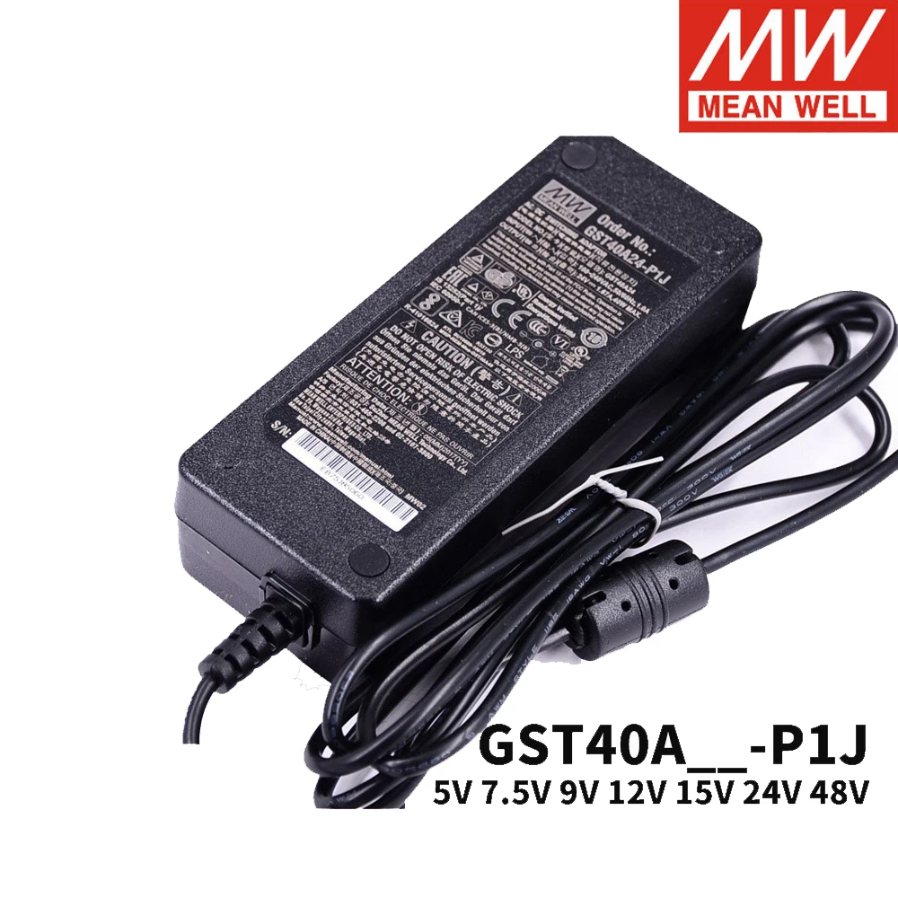 Mean Well GST40A Series P1J 40 Вт адаптер 5 в 7 9 12 В 15 18 24 48 Meanwell универсальный источник питания