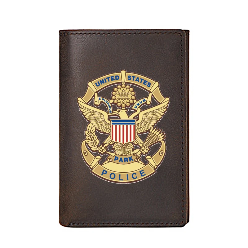 

Индивидуальный кошелек из натуральной кожи для мужчин, полицейский значок в стиле парка США, визитницы, мужские кошельки, Короткие сумочки ...
