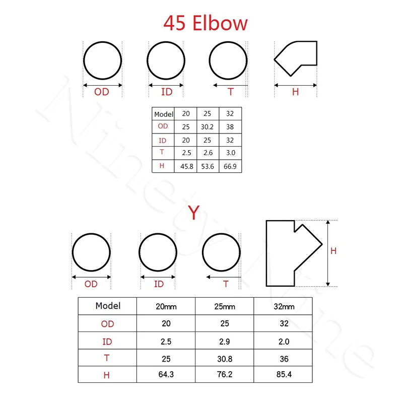 30 шт./лот ПВХ колено трубы штуцер 45 градусов конец прямой адаптер
