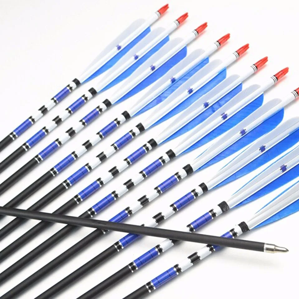 31 дюйм стержень 500 карбоновые стрелы с реальной индейкой для охоты стрельбы из