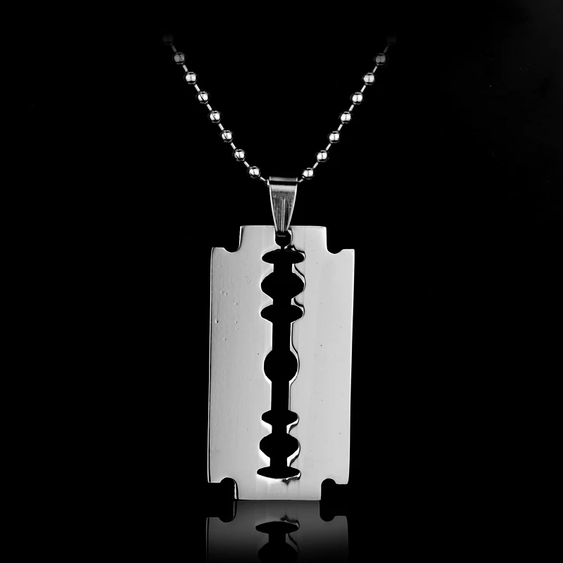 

Silver Color Razor Blades Necklace Metal Blade Pendant Necklaces Creative Men Jewelry Gift