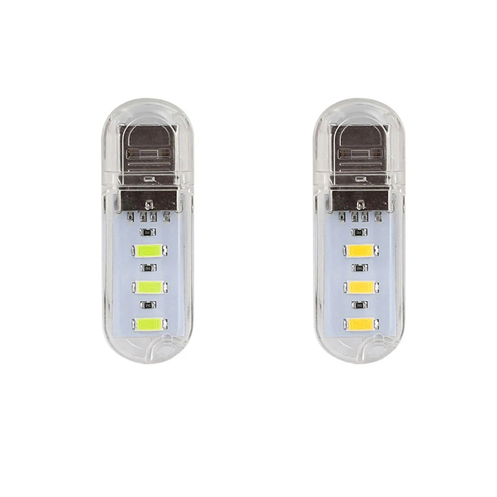 

USB Lamp Portable LED light 3000K 7000K 3 Beads USB Night Light for Computer Laptop, White/Warm Light