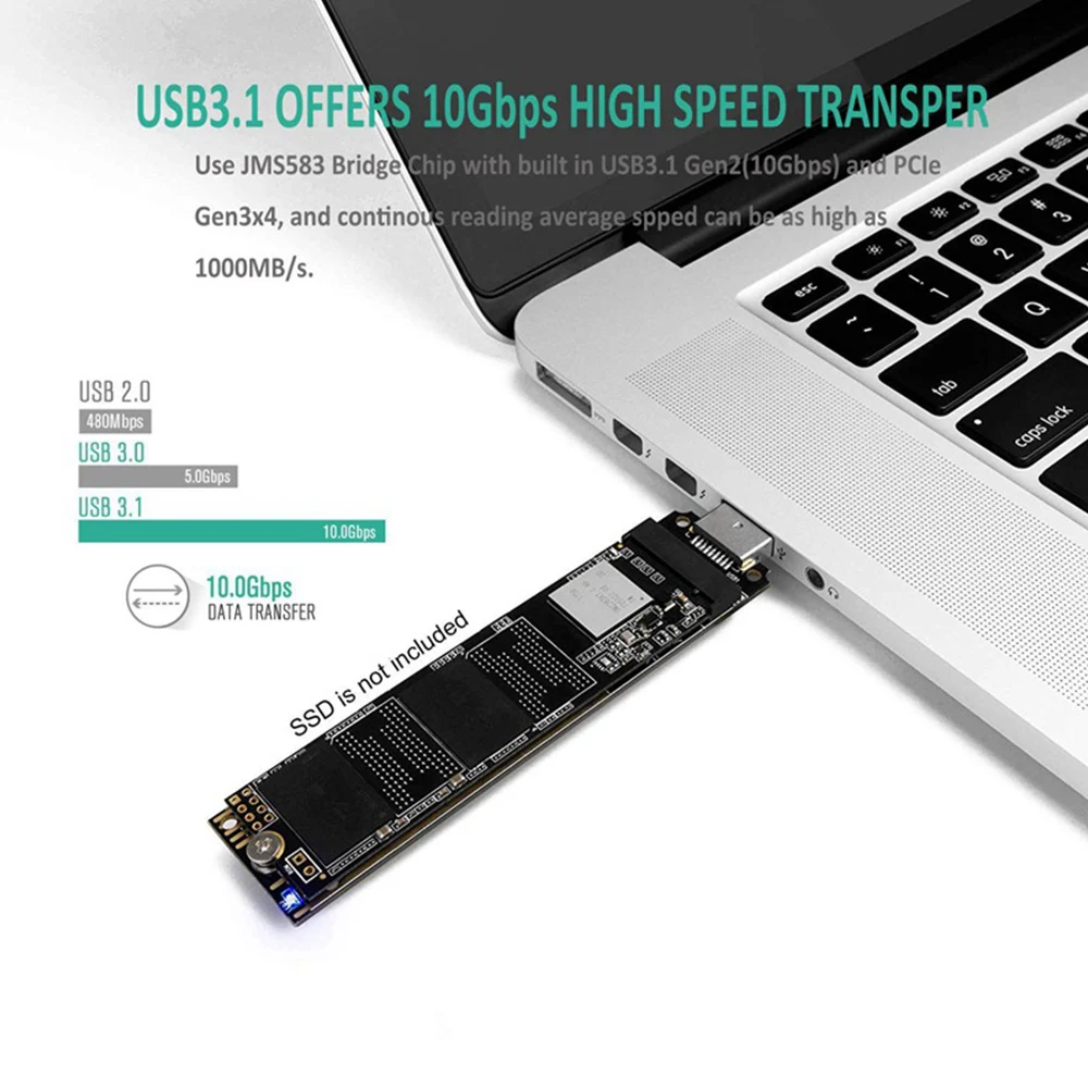 

M.2 NVME SSD To USB 3.1 Adapter Type-A M2 To USB 3.1 Solid State Drive Internal Converter Card For 2242/2260/2280