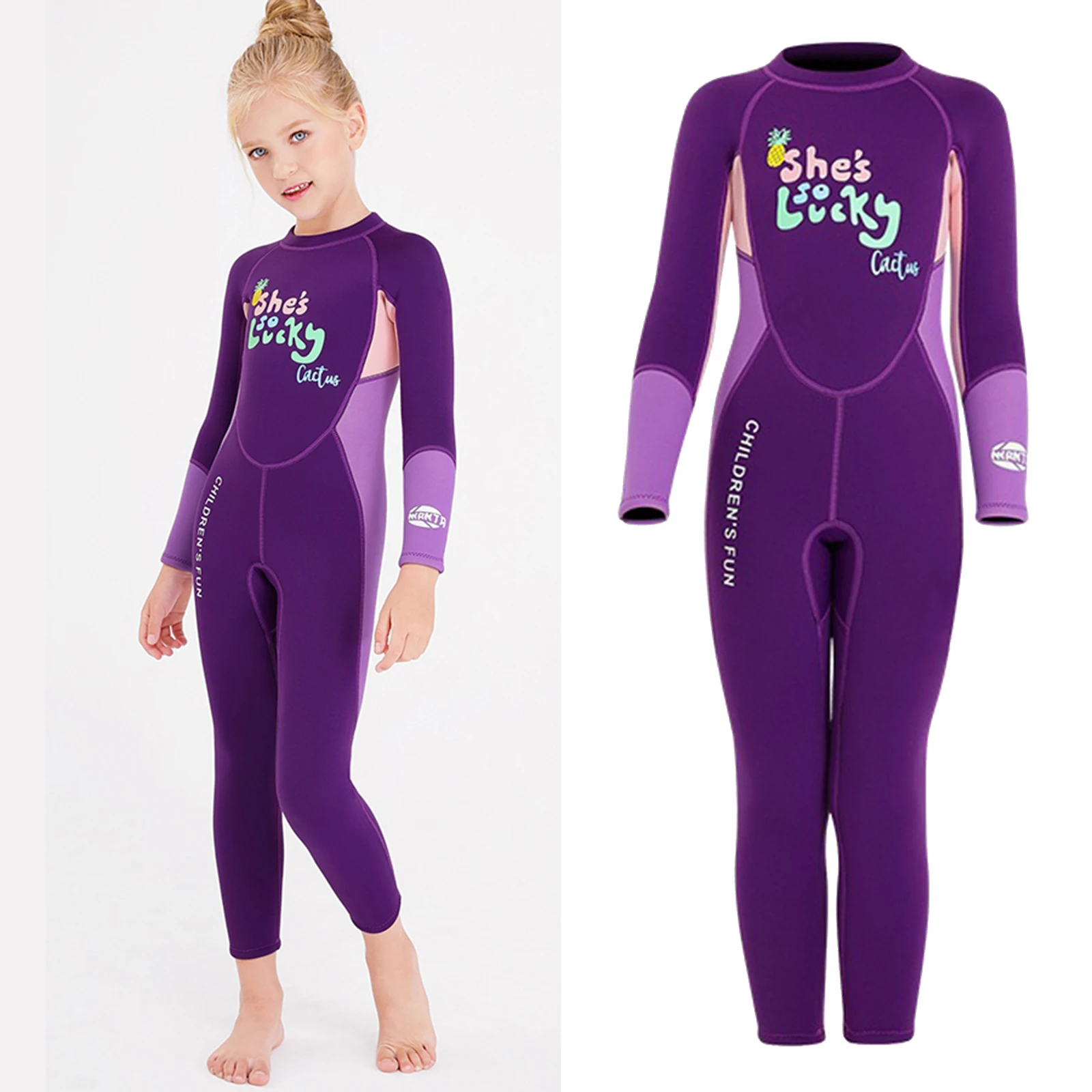 

Kids Girls Dive Wetsuit Neoprene Warm Swimsuit Zipped Stretch Beach Swimwear