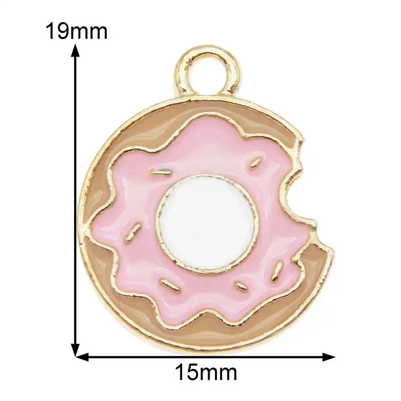 Julie Wang 10PCS Enamel Donuts Charms Alloy Gold Tone Artificial Food Necklace Bracelet Jewelry Making Accessory | Украшения и