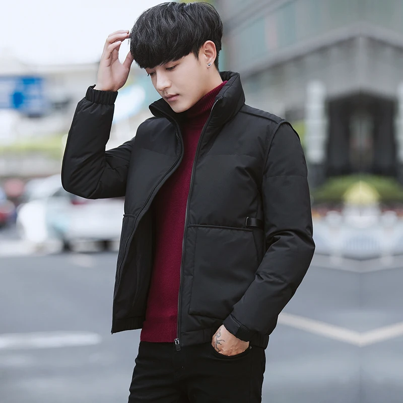 

Мужская зимняя куртка с большим воротником, модная повседневная мужская куртка с воротником-стойкой