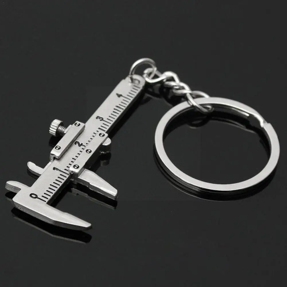 

1PCS Mini Vernier Caliper Key Chain Portable Zinc Alloy Vernier Model Car Simulation Ring Key Ruler Universal Slide E5R7