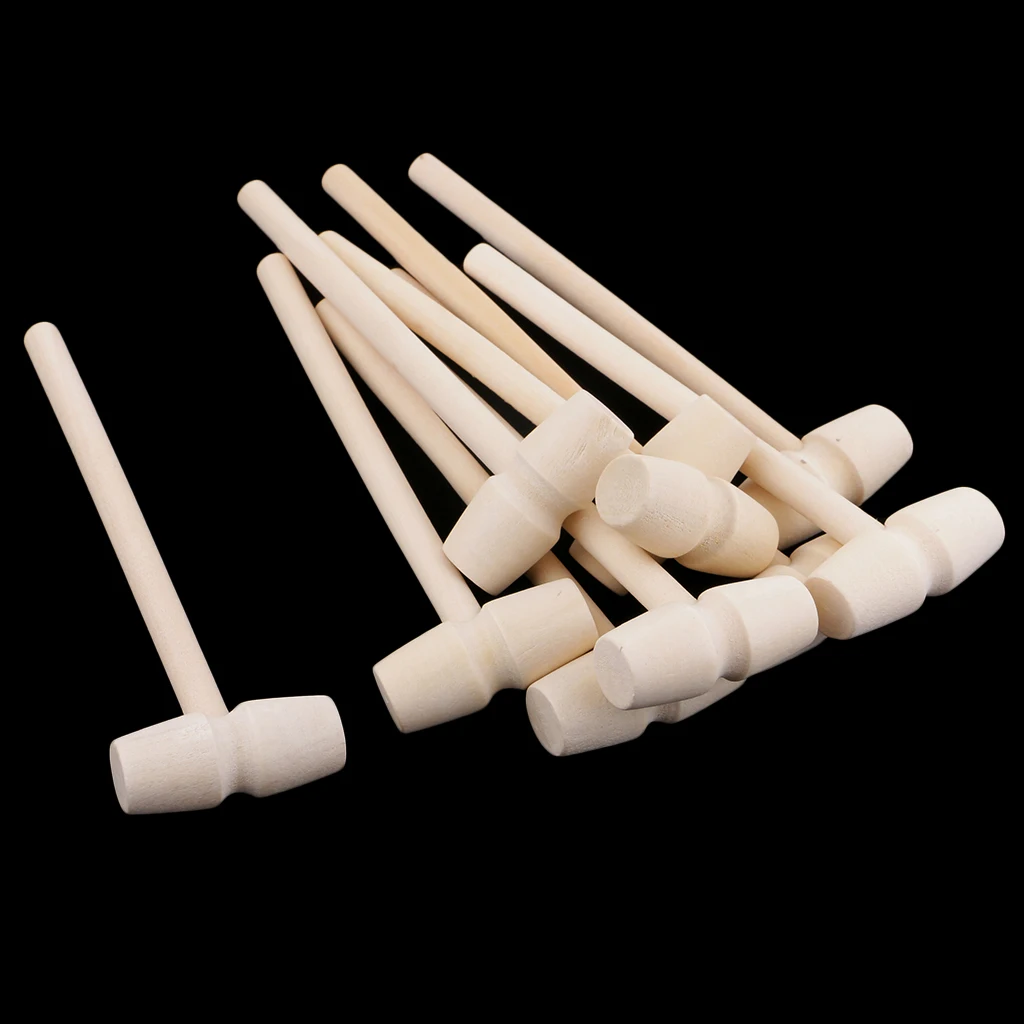 

10 Pieces Mini Wooden Hammer Balls Toy Pounder Replacement Wood Mallets Baby New
