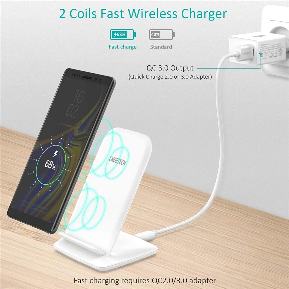 Универсальное беспроводное зарядное устройство 15 Вт с адаптером QC 3 0 станция для