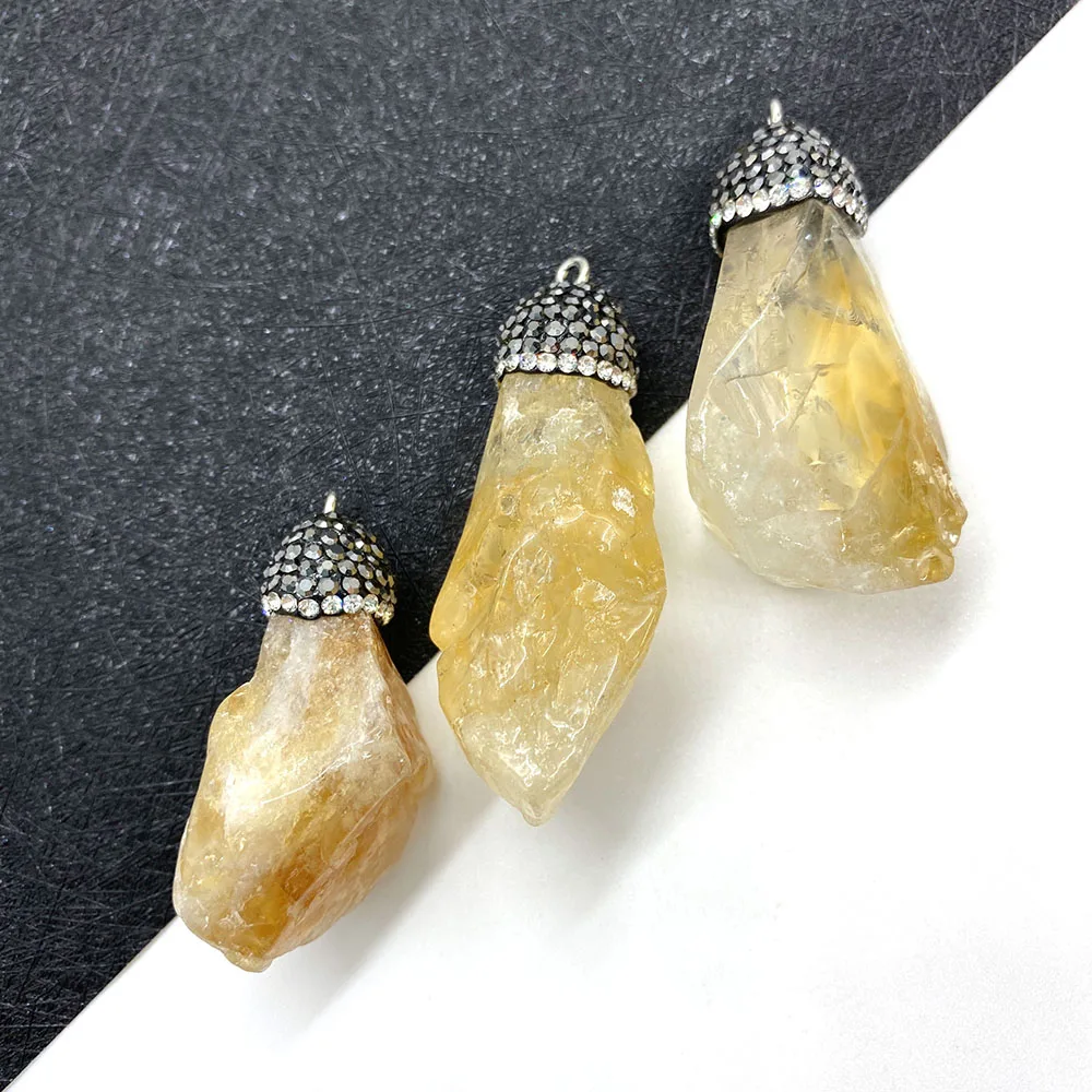 

Natural Stone Citrine Pendant Irregularly Used In Jewelry DIY Handmade Necklace Bracelet Accessories Size 15x40-30x50mm