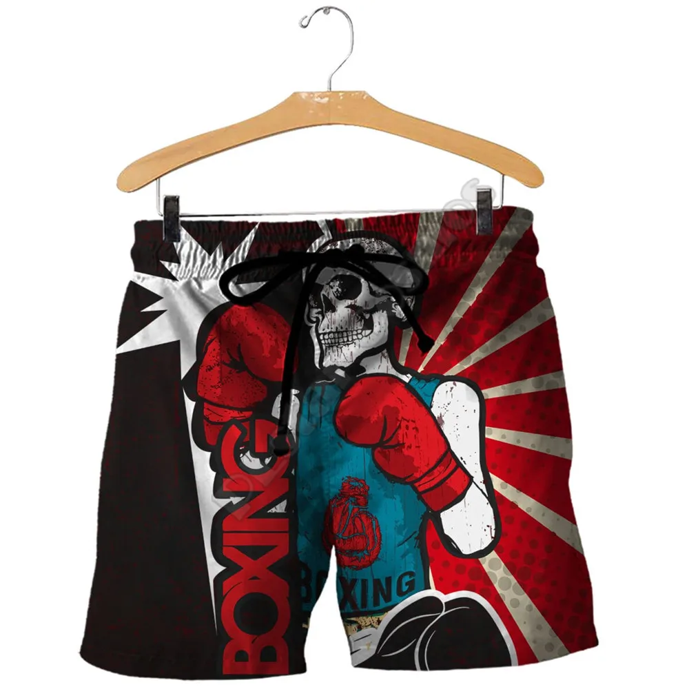 

PLstar Cosmos New summer Fashion Shorts Skull Boxing Player 3D Printed men for women streetwear Casual Cool Shorts