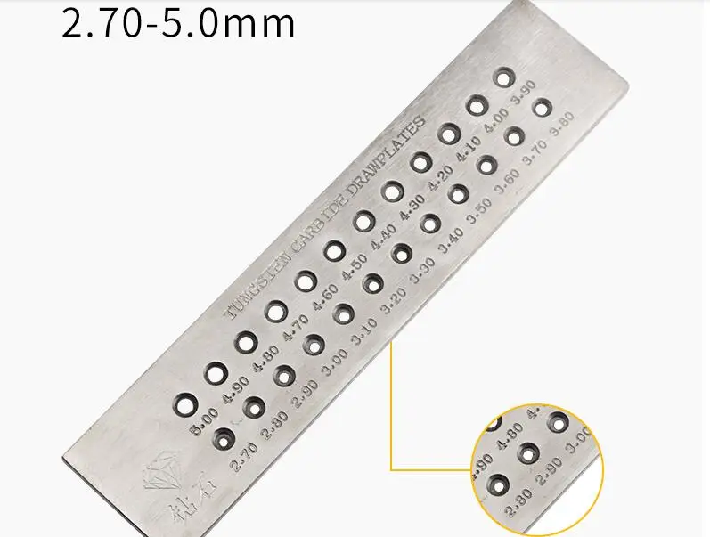 Вольфрамовый карбидный провод Drawplate для изготовления ювелирных изделий круглой формы Drawplate ювелирные инструменты золотой и серебряный проволочный рисунок - Цвет: 2.7-5.0mm