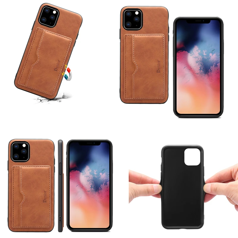 Держатель для карт чехол телефона Apple iPhone 11 Pro Max роскошный кожаный на заднюю