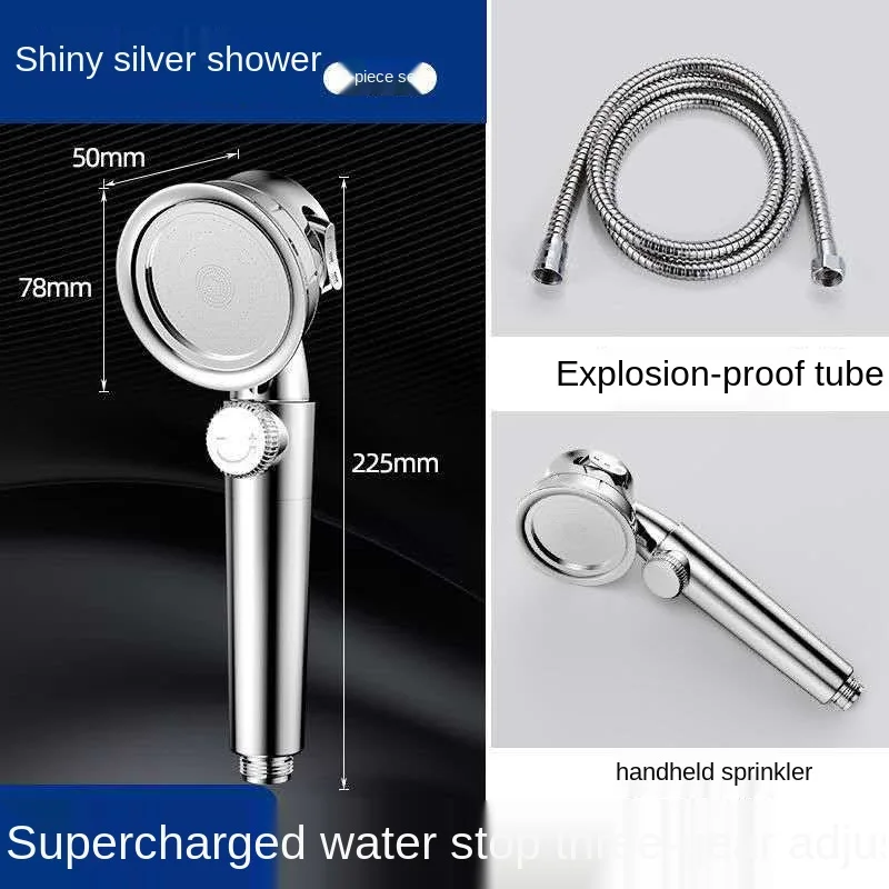 

Pressurized Shower Head High Pressure Water Saving Perforated Free Bracket Hose Adjustable Bathroom Accessories Shower Set
