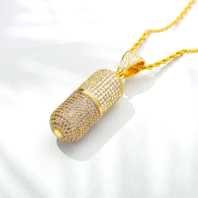 

Zircon Pill Necklace For Women Men With Openable Gold Silver Color Bottle Long Chain Women Men Necklace Fashion Hiphop Jewelry