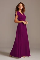tailor shop custom made flutter sleeve full skirt purple desert coral iris dark grey plus size bridesmaid dress for women party