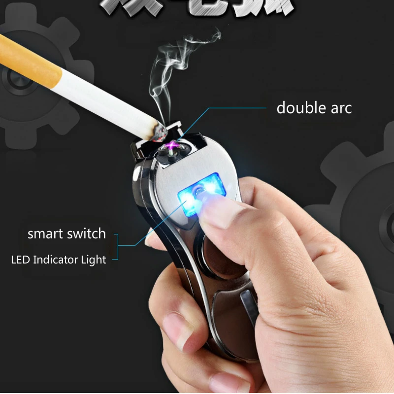 Fingertip Gyro двойная дуговая импульсная электронная USB Зажигалка ручной обтекатель