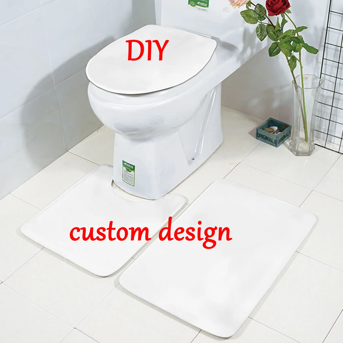 

DIY пользовательский дизайн 3D Печатный коврик для ванной комнаты с крышкой для унитаза набор ковриков для ванной Прямая поставка
