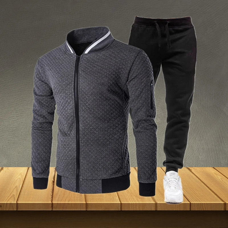 

Men's sweatpants 2-piece set, casual zipper jacket, sportswear + pants, sweatshirt, clothing set